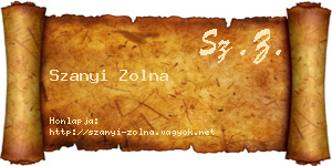 Szanyi Zolna névjegykártya